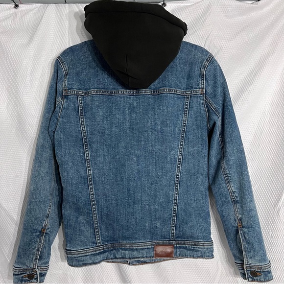 Holister Jacket Size Small Blue Denim Fleece Lined Hooded Button Down - Picture 4 of 12